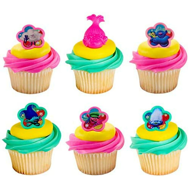 Trolls Cupcake Decorating Set of 12pcs Toppers /Picks And 12pcs Wrappers